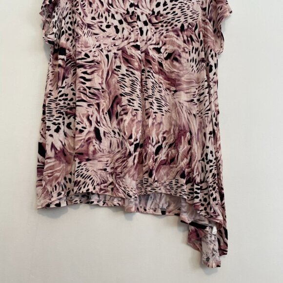 JENNIFER LOPEZ Plus Size Strappy Asymmetrical Top Mauve Purple ish Animal Print - Picture 6 of 16